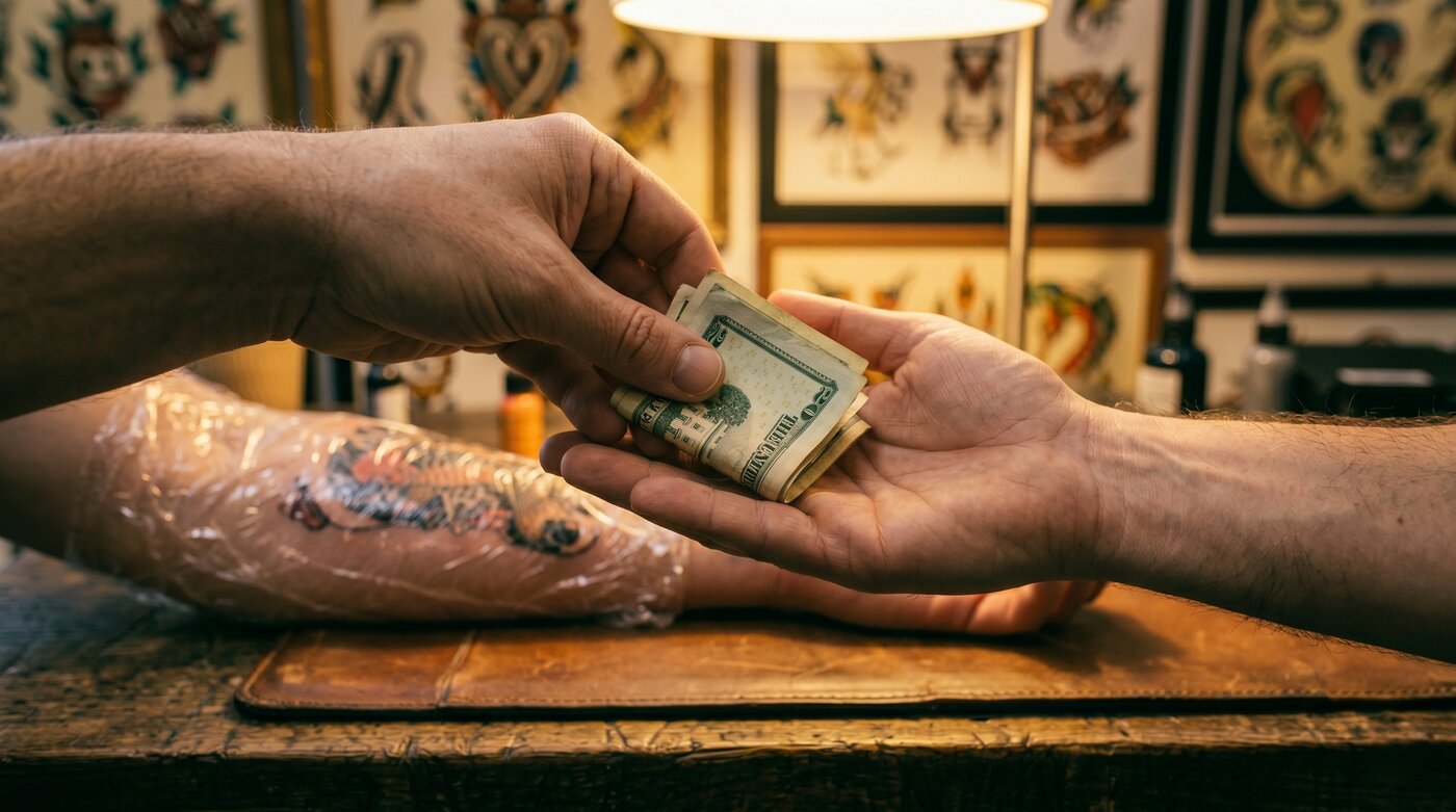 Editorial hero image for How Much to Tip a Tattoo Artist (And When Not To).